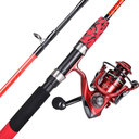 Sougayilang Spinning Reel and 2-Piece Fishing Rod Combo, Durable Graphite & Fiberglass Rod, Split-Grip Cork Handle,Right/Left Handle Position