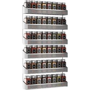 Auledio 2 Pack Spice Rack Organizer, 3 Tier Counter-top Stand or Wall Mounted Storage Rack Hanging Shelf for Kitchen Cabinet, Cupboard, Pantry Door or Bathroom Shower Cosmetic - Chrome