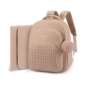 LOVEVOOK Diaper Bag Backpack, Baby Bag with Changing Pad for Mom Dad, Large Waterproof Mommy Bag with Stroller Buckles, Travel Essential with Pacifier Case & Insulated Bottle Pockets, Khaki