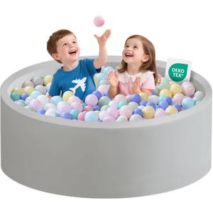 Zedachica Ball Pit for Toddlers 47.24''x15.75'' Baby Ball Pit Soft Foam Ball Pits Round Lagre Kids Ball Pits Indoor and Outdoor Game Kids Play Ball Pool Ideal Gift for Children (Grey, NO Balls)