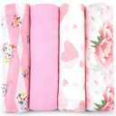 Bublo Baby Muslin Swaddle Blankets, Swaddle Blanket for Baby Boys and Girls, 3-Pack Breathable Premium 100% Cotton Baby Receiving Blankets, Exta Large Size 47x47 Inches, Floral