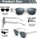 AZorb Polarized Sunglasses for Women Men, Trendy Classic Retro Square Designer Sunglasses with UV Protection (Black/Grey + Clear Grey/Grey + Clear/Blue)