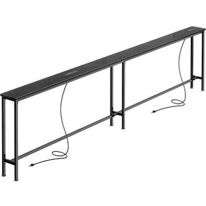 SUPERJARE 102 Inch Sofa Table with 2 Power Outlets and USB-C Ports, 5.9 Inch Narrow Console Table with Storage, Extra-Long Entryway Hallway Couch Table Behind Sofa, Small Spaces, Living Room, Black, 5.9"D x 102.3"W x 29.7"H