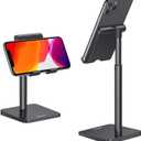 OMOTON Cell Phone Stand, Adjustable Angle Height Desk Phone Dock Holder for iPhone Air /17/17 Pro/XS Max/XR, Samsung Galaxy S20 / S10 / S9 / S8 and Other Phones (3.5-7.0-Inch), Black