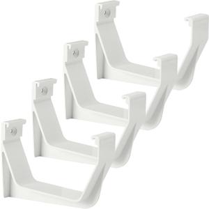 RUBII 4 Pcs 5"W Exterior Gutter Support, Weatherproof ABS Roofing Gutter Hangers, White Rain Gutters Brackets for Roof Gutters Repairing Sagging