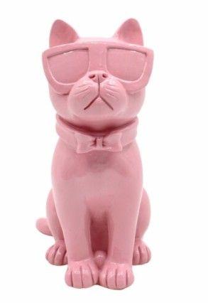Holiday Home Sitting Cat Decor - Pink , 8.7”