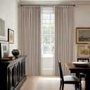 Pleated Linen Blackout Curtains 112 Inches Long for Living Room Pinch Pleat for Track System Custom Made Memory Shape Drape 100% Black Out Light Blocking Bedroom Window Curtain Greige Burlywood Birch