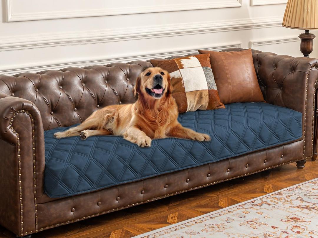 Ameritex Waterproof Dog Bed Cover Pet Blanket with Anti-Slip Back for Furniture Bed Couch Sofa (30x90 Inch (Pack of 1), Navyblue)