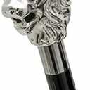 Walking Hand Cane Stick Designer Handmade Walking Stick for Men & Women Solid Metal and Natural Wood (Silver Lion Head), 36 inches