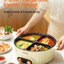 Electric Hot Pot Cooker with Divider, 4 Compartment Hotpot Pot, 2000W Shabu Shabu Pot Electric with Non-Stick, 5Qt Hot Pots for Indoor Cooking, Family Party