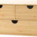 Wisuce Bamboo Desk Drawer Organizer, Desktop Organizer with Drawers Tabletop Storage Organization Box for Office Home Toiletries Supplies Vanity, No Assembly Required (3 Drawers-up Down)