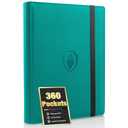 Premium 9 Pocket Card Binder for 360 Cards, Fabmaker PU Cover Trading Card Binder, Sturdy Card Collection Album, Sleek Card Holder Folders for Game Cards & Sports Cards, Turquoise