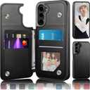 DJDUCK Designed for Samsung Galaxy S23 Case Wallet with Card Holder, [Magnetic Clasp Cover] [RFID Blocking Leather Protection] Shockproof Women Men Cases for Samsung S23 Black