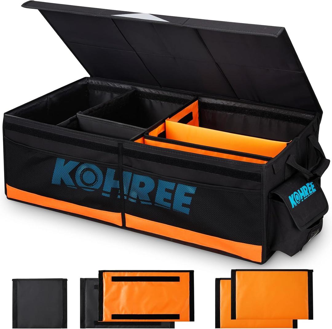 Kohree RV Storage and Organization, Collapsible RV Storage Bag, RV Caddy Organizer for RV Accessories, RV Containers Holds RV Stabilization & Electric Accessories (Orange)