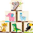 Kigley 6 Pcs Collapsible Cube Storage Bins Kids Foldable Storage Cube Organizer Fabric Toy Box Decorative Kids with Handles for Home Nursery Bedroom, 10.6 x 10.6 Inch(Classic Animal)