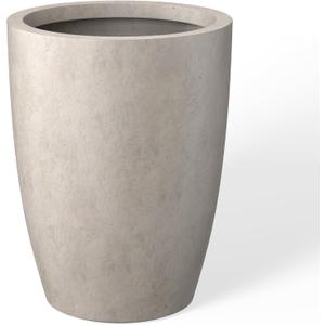 Kante 18.1" H Tall Round Concrete Planter for Outdoor Indoor, Modern Decorative Plant Pots with Drainage Hole & Rubber Plug for Home & Garden Weathered Concrete