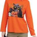 Barlver Women's Halloween Funny Skeleton T-Shirt Pumpkin Face Long Sleeve Novelty Cotton Costume Top Tees