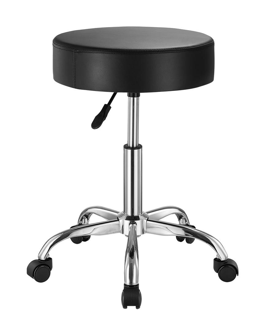 VEVOR Rolling Stool with Wheels, 450 LBS Weight Capacity Round Rolling Stool Chair, Height Adjustable Thickened PU Leather Swivel Stool for Salon, Spa, Massage, Tattoo, Clinic, Black