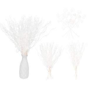 20PCS Glitter Artificial Curly Berry Stems Ornaments Fake Christmas Candy Picks Decorative Glitter Sticks Branches Combo Set for Xmas Tree Wreath Crafts Vase Filler Home Decor (White)