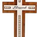 OKSQW Wall Wooden Cross Christians Cross Spiritual Religious Gifts With Hook on Hanging Wall Or Table With Blessed and Wood Bead for Church Home Room Decoration for Christmas