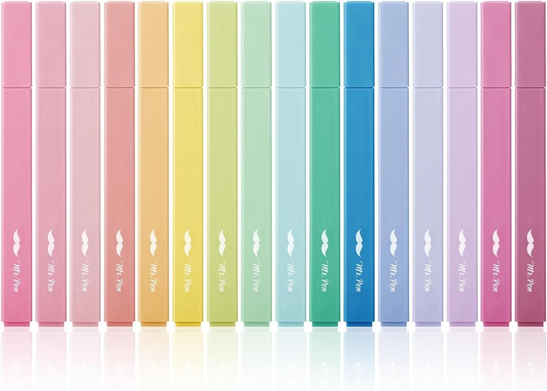 Mr. Pen Aesthetic Highlighters - 16 pcs, Chisel Tip, Assorted Pastel Colors, No Bleed Bible & General Use Highlighters, Perfect for Christmas Gifts & Bible Marking