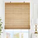 LazBlinds Cordless Bamboo Blinds, Bamboo Roll Up Shades for Windows, Light Filtering Hanging Window Blinds, Bamboo Shades for Patio Indoor/ Outdoor Porch - Blinds Size: 26 1/ 5'' W x 48'' H, Squirrel