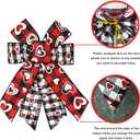 4 Pieces Valentines Day Wreath Bow, Love Hearts Red White Buffalo Plaid Bows for Wreaths - Small Burlap Bows for Valentine Gift Wreath Wedding Party Holiday Indoor Outdoor Decoration Supplies