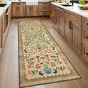 GarveeHome Floral Rug 2.5x8 Runners for Hallways, Boho Kitchen Runner Rugs Non Slip Bath Runners, Vintage Washable Runner Rug for Bedroom, Soft Long Rugs for Entryway Bathroom Laundry Dorm, Beige