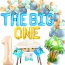 JeVenis Surf Theme The Big One 1st Birthday Party Decorations Balloons, Backdrop, Number 1, Tropical, Plastic, Unisex, Blue, Yellow/Beige, Green