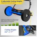 14-Inch Reel Lawn Mower with Tool-Free Blade Adjustment, 5-Blade Manual Push Lawn Mower, 5-Position Height Adjustable Hand Push Reel Mower for Small Yards