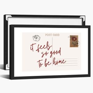 Cute Girly Wall Art Feels So Good To Be Home Vintage Wine Red Postcard Poster Canvas Printing Trendy Apartment Aesthetic for Room Home College Dorm Cool Girl Decor 8x12inch black framed