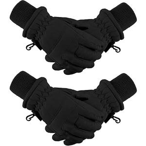 Boao  Kids Winter Ski Gloves Waterproof Warm Snow Mittens Full Finger Gloves for Toddlers Infants (Black,3-6 Years)