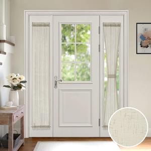 MIULEE Sidelight French Door Sheer Curtains 2 Panels Natural Linen Textured Window Treatment for Front Door/Living Room/Kitchen Light Filtering W 25 x L 72 Inches