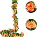 JUSTOYOU 2 Pack (15.8FT) Fake Rose Garland, Artificial Rose Vines Flowers Hanging Silk Rose Vine Wedding Home Backdrop Party Arch Arrangement Decoration