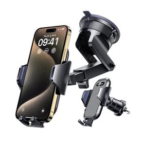 2026 True Military-Grade] Car Phone Holder VANMASS [Upgraded Strongest Suction & Clip] Cell Phone Mount for Dashboard Windshield Vent Wall,Truck Cradle Stand for iPhone 17 Pro Max 16 15 14 13 Android