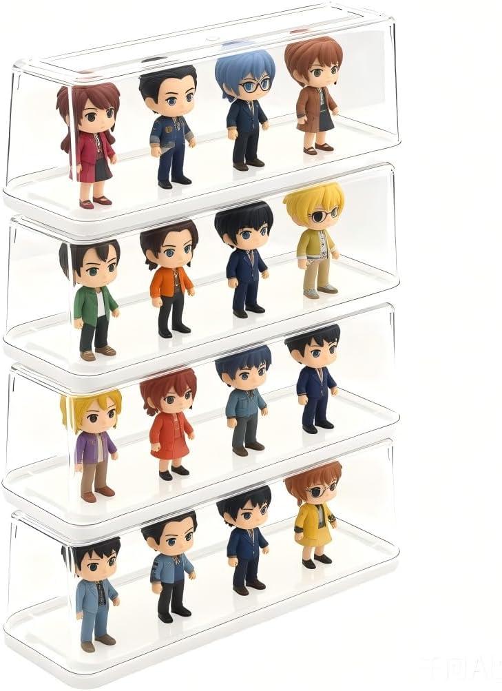 4 Pack Display Box, Dustproof Showcase for Collectibles Mini Funko Pop Popmart Action Figures