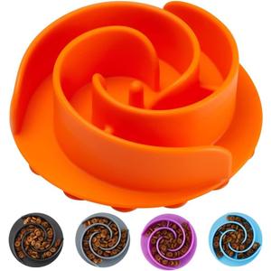 Slow Feeder Dog Bowls Insert, Animire Soft Silicone Slow Eating Dog Food Bowl for Small, Medium and Large Dogs, Compatible with Regular and Elevated Bowls (Rose)