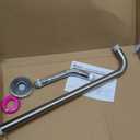 PHASAT S Shaped Shower Arm, 16.65 Inches High Rise Shower Arm with Flange,Shower Head Extension Arm Replacement,Shower Arm Extension Brushed Nickel,PU9L02