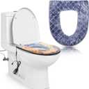 Plaid Heated Toilet Seat Cover USB Powered Toilet Seat Warmer 5 Speed Adjustable Temperature and Timing Function Levels with Soft Plush Fabric Easy to Clean and Installation(Gray)