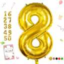 Smlpuame 40 inch Number Balloon 0-9 Gold Large Number 8 Balloons,Digital Balloons for Birthday Party Celebration Decorations Supplies, Helium Foil Number Balloons for Wedding Anniversary