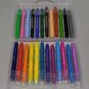 Ooly Smooth Stix Gel Crayons for Kids and Adults with Paint Brush - Set of 24 Watercolor Rainbow Crayons for Glass and Paper with Case, Twist-Up Gel Crayon Set