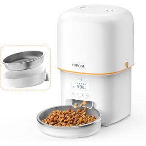 Automatic Cat Feeder, 3L Cat Food Dispenser with Anti-Jam Design, Over 180-day Battery Life, 1-6 Meals Per Day with Stainless Steel Cat Bowl, Keep Dry Food Fresh, Timed Pet Feeder Also for Small Dog