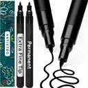 ARTISTRO 2 Black Permanent Marker - Waterproof Markers for Tire, Fabric, Rocks, Glass, Ceramic, Wood, Paper - Oil Based Paint Pens - Extra-Fine Tip 0.7mm