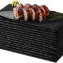 Hoolerry 15 Pcs 8 x 4 Inch Slate Charcuterie Boards Bulk, Mini Slate Cheese Board Black Sushi Platters Individual Stone Serving Tray Plates for Food, Appetizers, Cheese, Meat, Party