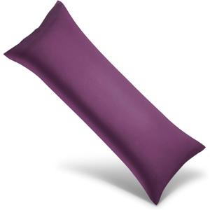 Body Cooling Pillowcase Long Pillow Case Breathable Cool Silky Soft Rayon Derived from Bamboo Fabric, Hair and Skin Friendly, Dark Purple, 1 Pack, 20x54IN