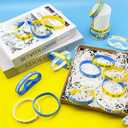 60 Pcs Down Syndrome Accessories Bulk Include 30 Blue Yellow Ribbon Awareness Silicone Bracelets and 30 Ehlers Danlos Syndrome EDS Special Education Badges Button Pins for Social Charity Event