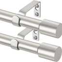 TONIAL 2 Pack Curtain Rods for Windows 48 to 84 Inch, Telescoping Splicing 3/4 Single Rods for Windows Decorative Drapery Rod 32 to 86 with Modern Finial, Silver