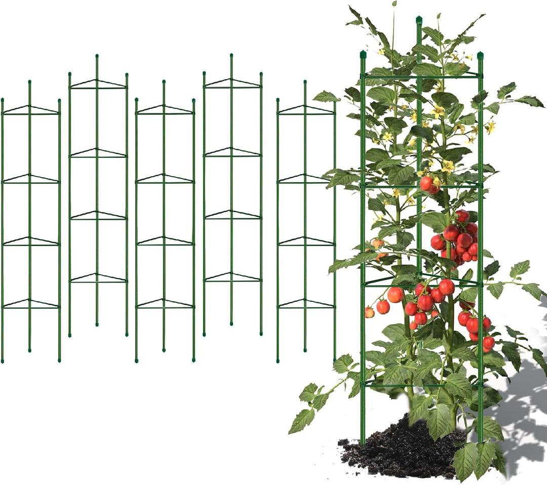 G-LEAF 6 Pack 5ft Tomato Cage for Garden Plant Support, Garden Stakes Tomato Cage, Tomato Cages Plant Stakes for Climbing Plants