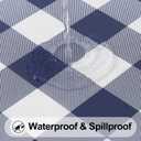 Smiry Rectangle Picnic Table Cloth, Elastic Waterproof Fitted Vinyl Tablecloths, Flannel Backed Buffalo Plaid Table Covers for Dining, Camping, Outdoor (White and Navy, 30" x 48")