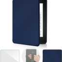 Case for Kindle Paperwhite 12th Generation & Kindle Colorsoft Signature Edition 7 Inch with Hand Strap(2024, Model SA568B SA569P), Silm TPU Sleep Cover Case with a Screen Protector(Navy Blue, 7 inch)